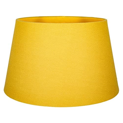 Image of Traditional Mustard Ochre Linen Fabric Drum Table/Pendant Lampshade | 60w Maximum | Inner Fabric Lining | 30cm Diameter by Happy Homewares