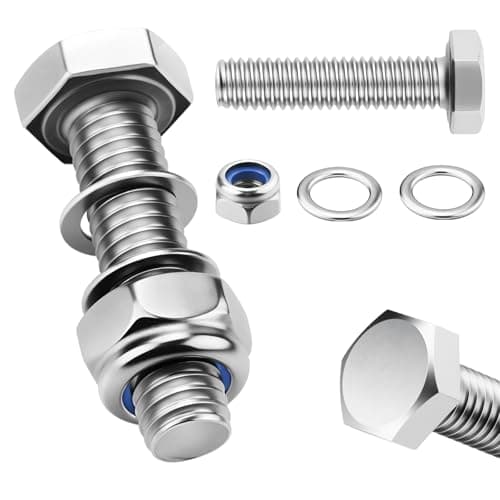 Image of TXXATX 12 Pcs Hex Head Bolts and Nuts Sets M8X30mm with Nylon Nut Flat Washers 304 Stainless Steel Bolts M8 Bolt DIN 933 for Construction Furniture Automotive Machinery 3D Printing