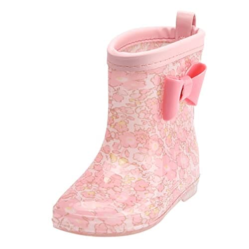 Image of Girls Wellies Vibrant 3D Bow Prints Waterproof Anti-Slip Construction Lightweight PVC Boots for School, Park and All-Weather Activities - Easy to Wear and Maintain Purple