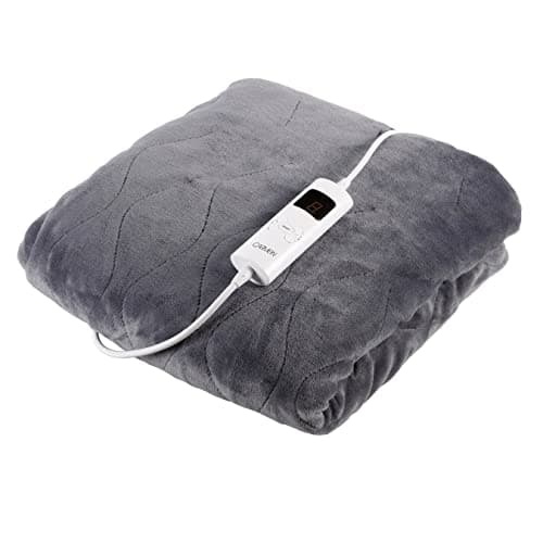 Image of Carmen Core Fleece Luxury Electric Heated Throw and Over Blanket with 9 Heat Settings, Adjustable Timer and 230gsm Flannel Fleece Material, 160 x 130cm, Grey, C81148
