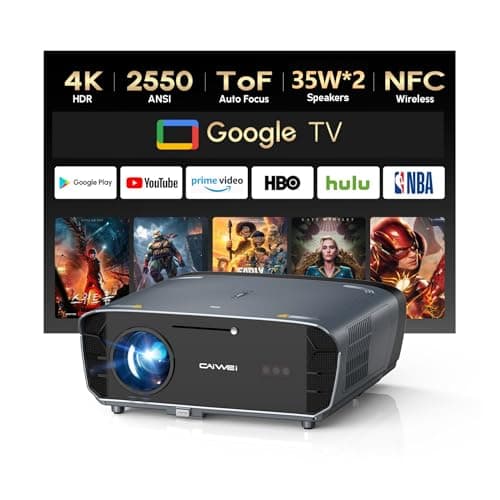 Image of 4K Projector【Officially Google TV | 2550 ANSI】Smart Daytime Home Projectors with 35W*2 Speakers DoIby Audio, ToF Autofocus Shorter Throw, HDMI ARC, Outdoor Movie Projector with WiFi6 and Bluetooth NFC