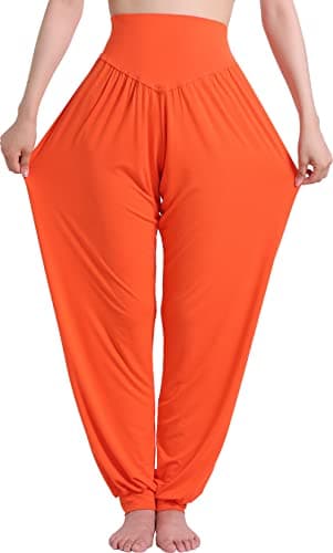 Image of HOEREV� Super Soft Modal Spandex Harem Yoga/ Pilates Pants (Orange) (Medium)