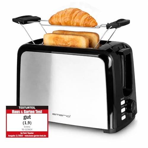 Image of EMERIO Toaster with 2 extra wide slots and centering function, removable crumb drawer, demolition/defrosting/warming buttons, 7 adjustable tanning levels, bread tray, 750 W
