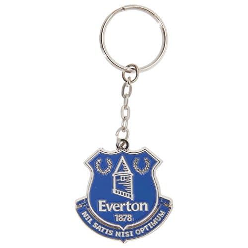 Image of Everton FC Official Metal Football Crest Keyring (One Size) (Silver/Blue)