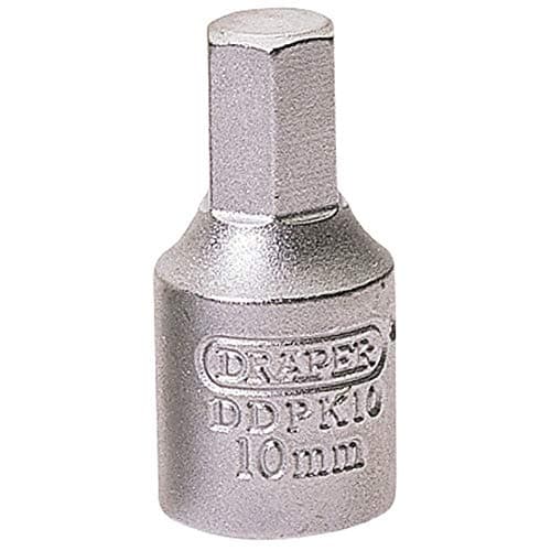 Image of Draper 38328 Hexagon Drain Plug Key, 3/8" Square Drive, 10mm , Blue