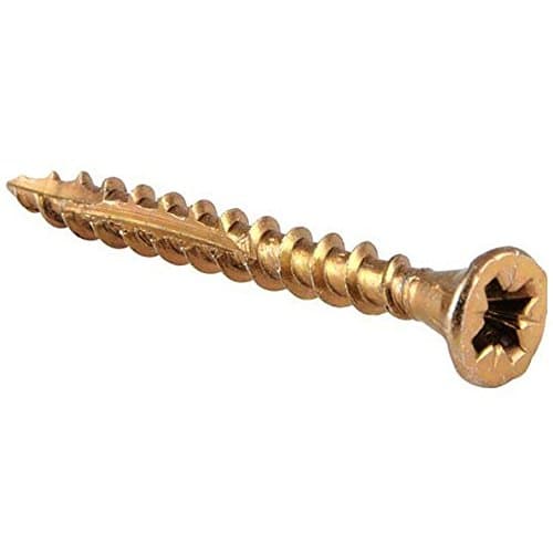 Image of Reisser 8221440PB Cutter Pozi Countersunk Yellow Coated Woodscrew 1200-Pieces with 2 PZ2 Bits, 4 mm Diameter x 40 mm Length