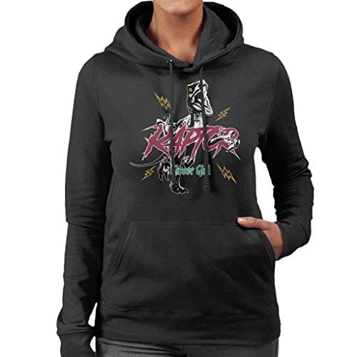 Image of All+Every Jurassic Park Clever Girl Raptors Lightning Bolt Women's Hooded Sweatshirt Black