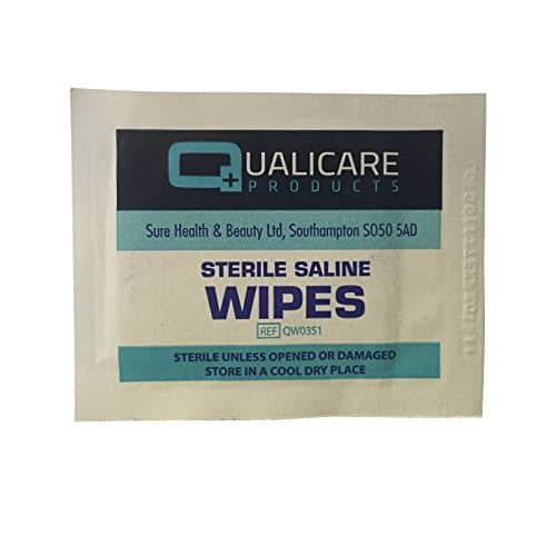 Image of 50 x QUALICARE First AID STERILE Saline Alcohol Free Skin Safe Wound Cut Cleansing Wipes