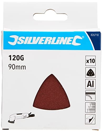 Image of Silverline 826718 Hook and Loop Triangle Sheets 90 mm 10pk 120 Grit