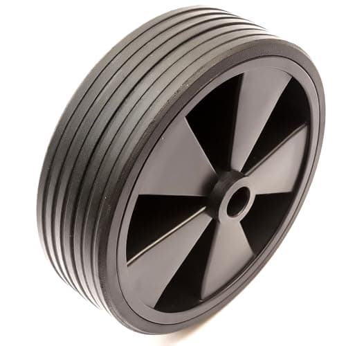 Image of Jockey Wheel 210mm x 65mm Solid Rubber Wide Tyre Black Line Tread 20mm Diam x 87mm Length Bore Trailer Caravan Jockey Wheel Replacement
