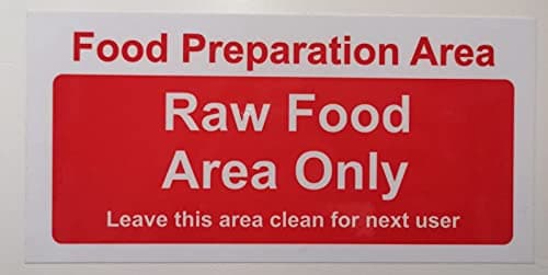 Image of Food Prep Raw Food Area Only sign - Self adhesive sticker 200mm x 100mm
