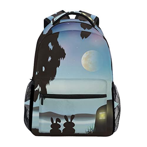 Image of Rabbit Shadow Moon Backpack Bookbag for Boy Girl Large Travel Laptop Shoulder Bag for Women Men
