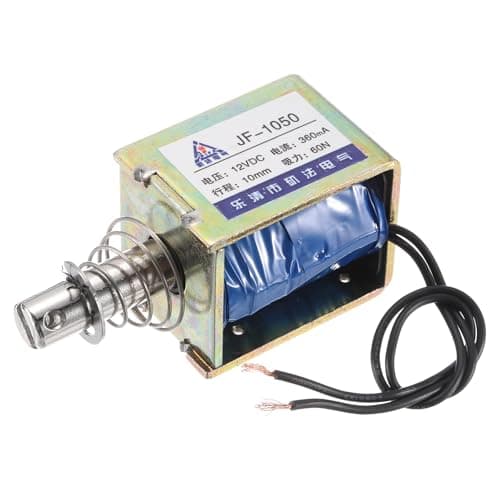 Image of sourcing map DC 12V 0.36A Solenoid Electromagnet Pull Type 60N 10mm Stroke Solenoid Actuator Open Frame Linear Motion JF-1050 Magnet Solenoid