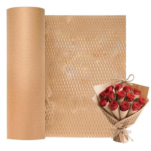 Image of Honeycomb Paper Roll,38cm*50m,Tapsin Brown Wrapping Paper,Stretchable Honeycomb Structure Perfect for Packaging Moving and Shipping Fragile Items Biodegradable Lightweight Space Saving Easy Tear