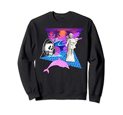 Image of Vaporwave Reaper Horror Angel Statue Dolphin Creepy Palm Sweatshirt
