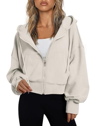 Image of Jhsnjnr Womens Cropped Zip Up Hoodie Breathable Long Sleeve Sweatshirt Athletic Workout Pullover Jacket Workout Crop Tops