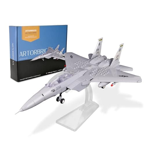 Image of ArtorBricks Air Force Series F-15 Eagle Fighter Airplane Military Building Set Adult Gift.Including Model Display Rack (223 Pieces)