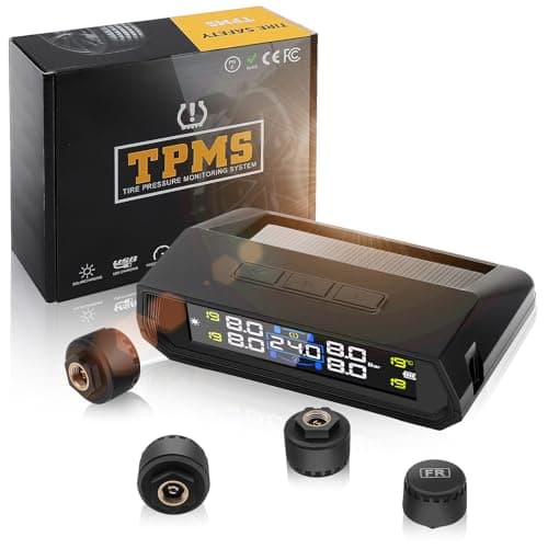 Image of Avutrel TPMS Waterproof Tyre Pressure Monitoring System Solar Real-Time for Car Caravan SUV RV Trailer Van (0-5Bar) - 4 External TPMS Sensors with 5 Alarm Modes