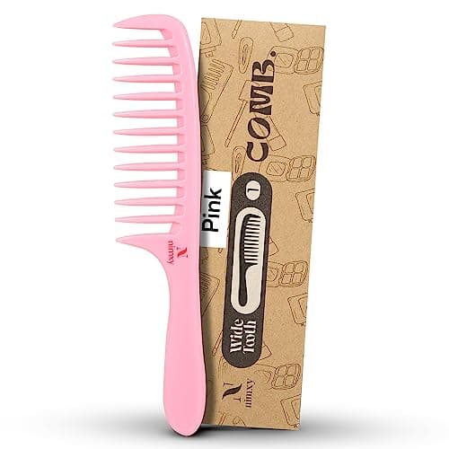Image of Nimxy Pink Wide Tooth Comb for Curls 1 Pc - Curl Comb with Comfortable Handle for Detangling Medium to Long Wet and Wavy Hair - hairdressing & Styling