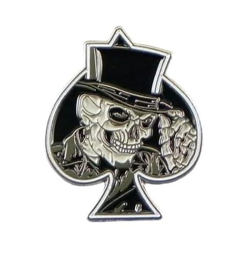 Image of Halloween Metal Enamel Pin Badge Lapel Brooch (Ace of Spades Skull Skeleton Metal Enamel Pin Badge)