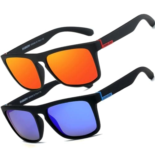 Image of HGDGears Mens Sunglasses Polarized With UV400 Protection Driving Travel Sun Glasses for Outdoor (2pack(Dark Blue/Black Temple+Red))