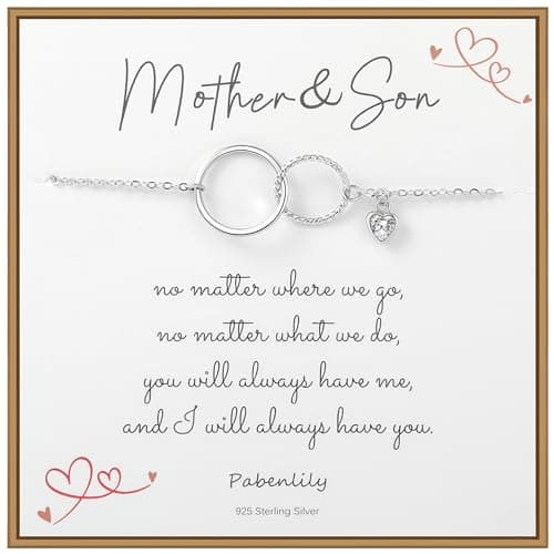 Image of Weelody Mother Son Gifts, 925 Sterling Silver Interlocking Circle Bracelet, Bracelet for Mum from Son, Mother’s Day Gifts