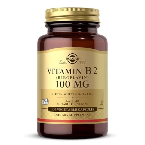 Image of Solgar Vitamin B2 (Riboflavin) 100 mg Vegetable Capsules - Pack of 100 - Supports Energy Production - Can Help Reduce Tiredness and Fatigue - Vegan and Gluten-Free