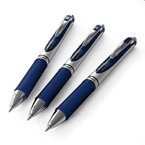 Image of Pentel EnerGel XM BL77 - Retractable Liquid Gel Ink Pen - 0.7mm - 54% Recycled - Navy - Pack of 3