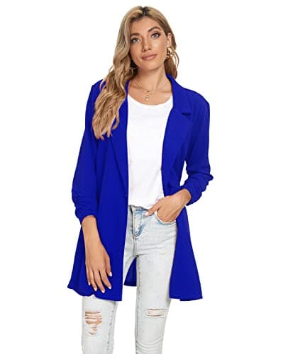 Image of MINTLIMIT Womens Casual Blazer Long Sleeve Work Office Cardigan Jacket,Royal Blue,M