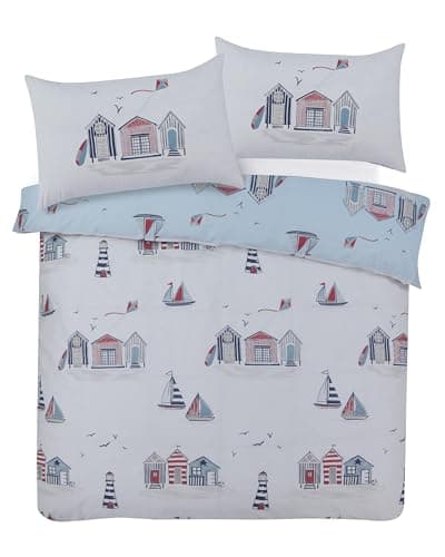 Image of Charlotte Andersen Seaside Nautical Bedding King Size Beach Hut Duvet Cover Set (King)