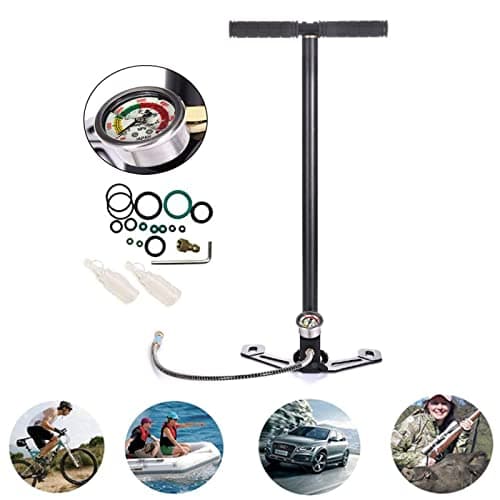 Image of 4500 Psi 3 Stage Air Gun, Rifle Pump Filling Stirrup Charger PCP Hand Pump Airguns with Pressure Gauge, CNC Technology, Easy Storage, 304 Stainless Steel, 8mm Connector