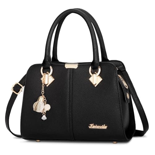 Image of FORRICA Handbags for Women Elegant Pendant Ladies Shoulder Bags Top Handle Crossbody Bag PU Leather for Shopping Work Dating Black