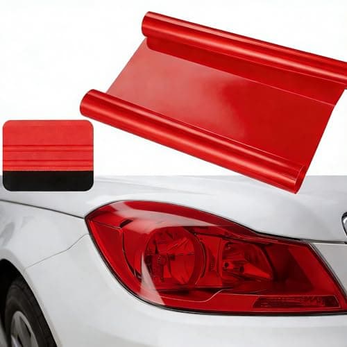 Image of Car Taillight Tint Film Red Headlight Fog Light Vinyl Wrap for Rear Light Indicator Motorbike Styling Customisation Protective Cover Self Adhesive Bubble Free with Squeegee 30x120cm