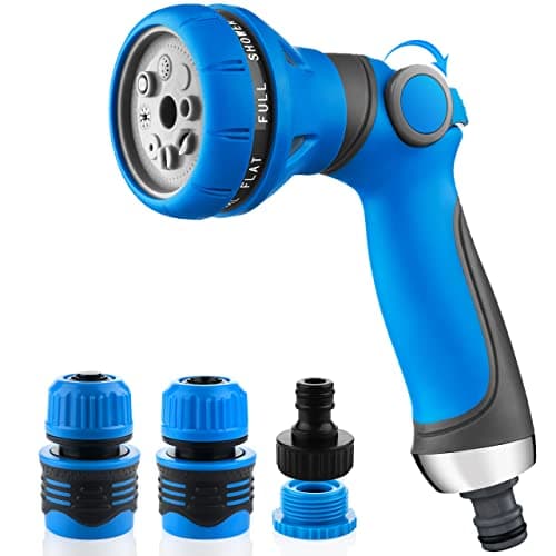 Image of Aqua Flow Garden Hose Pipe Spray Gun 4pcs Set Including 8 Adjustable Patterns & High-pressure Nozzle-Premium Abs Material Hose Gun Is An Eco-friendly Watering Solution For Standard Uk 1/2" Garden Hose