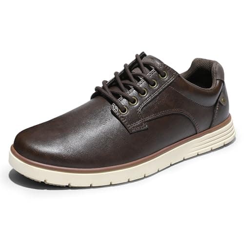 Image of festooning Men's Casual Dress Shoes Loafers for Men Casual Sneakers Shoes Lace Up Comfortable Oxfords Slip-on Darkbrown Size 8.5
