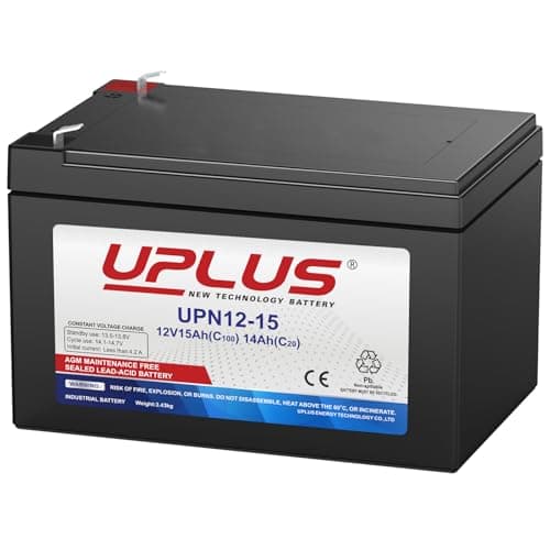 Image of UPLUS UPN12-15 12V 15Ah Rechargeable Agm Battery with T2(F2) Terminal, SLA Battery Replacement Batteries for Golf Trolley, UPS System, Electric Scooter, Mobility, Home Alarm System
