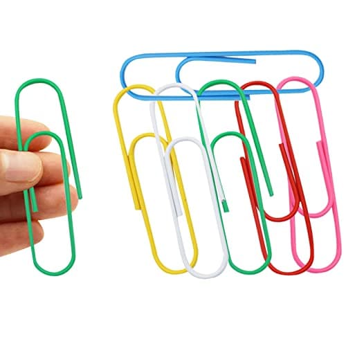 Image of 6-Piece Rustproof 4-Inch Jumbo Paper Clips - Metal Holder for Files, Documents, Work & School Organization, Home & Office Supplies (Multicolored)