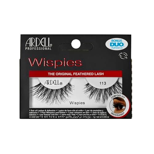 Image of Ardell Wispies 113 False Eyelashes, Duo Adhesive Included, Medium Volume, Long Length, Vegan Friendly, 1 Pair (Pack of 1)