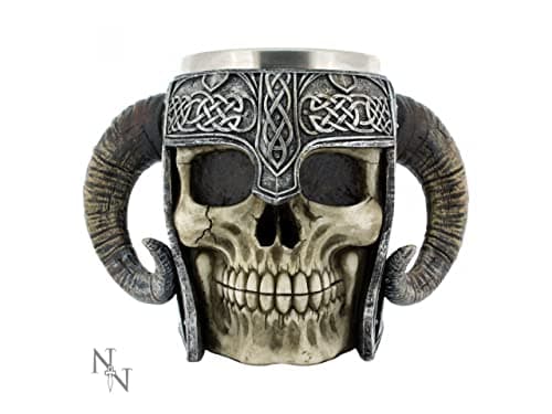 Image of Nemesis Now B2091F6 Viking Skull Tankard Mug 16cm Brown