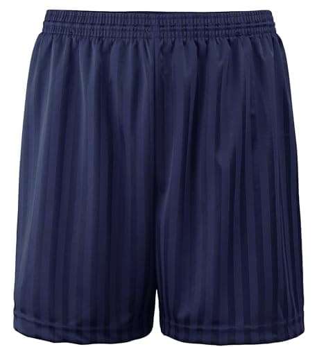 Image of JJLC Boys Girls School Sports Shorts PE Football Shadow Stripe Shorts (Navy Blue, 9-10 Years)