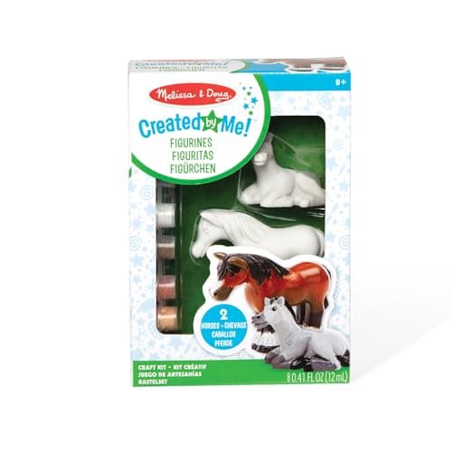 Image of Melissa & Doug Created by Me! Horse Figurines Craft Kit (2 Resin Horses, 6 Paints, Paintbrush) Horse Toy Painting Kit for Kids