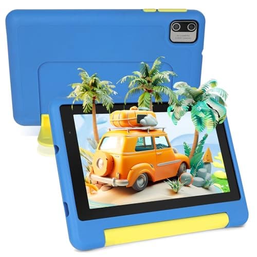 Image of ryesug Kids Tablet 7 inch, Android 13 Tablets for Kid, 8GB RAM+64GB ROM (Expand to 128GB), Parental Control, Kids Software Pre-Installed, Dual Camera, Android Learning Tablet with Proof Case (Blue)
