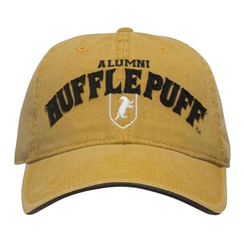 Image of Bioworld Harry Potter Yellow Hufflepuff Hogwarts Alumni Adjustable Baseball Cap - Official Merchandise - Great Gift for Teens or Adults