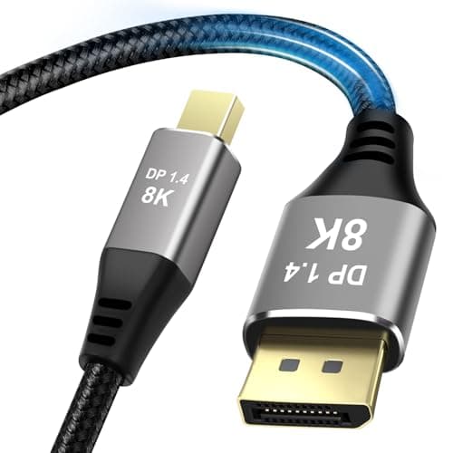 Image of AXFEE Mini DisplayPort to DisplayPort Cable 1.4, Bi-Directional Transmission, 8K@60Hz Mini DP to DP Male to Male Cable Thunderbolt Compatible for i-Mac, MacBook Air/Pro, Monitor, Projector (2M)