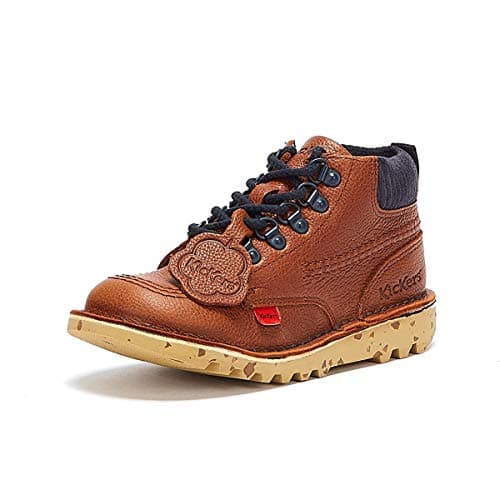 Image of Kickers Kick Hi Winter Junior Boys Leather Ankle Boot, Tan, Size 12.5