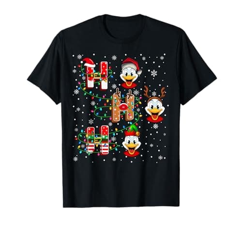 Image of Ho Ho Ho Santa Reindeer Hat Elf Duck Animal Christmas T-Shirt