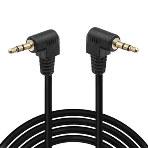 Image of HTGuoji Short 3.5mm Right Angle Cable, Gold Plated 90 Degree 3.5 Male to Male Audio Stereo Jack Plug Car Aux 3-Pole TRS (1.8 meter)
