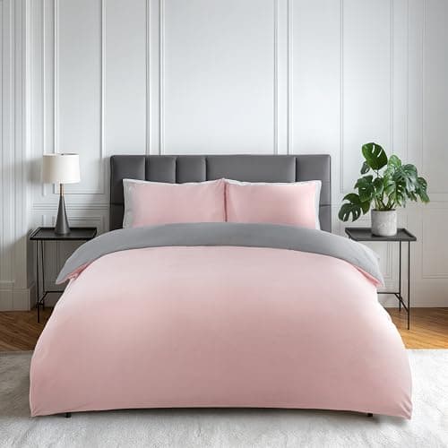 Image of Emma Barclay Lyla Reversible Duvet Set in Blush Pink/Grey - Double