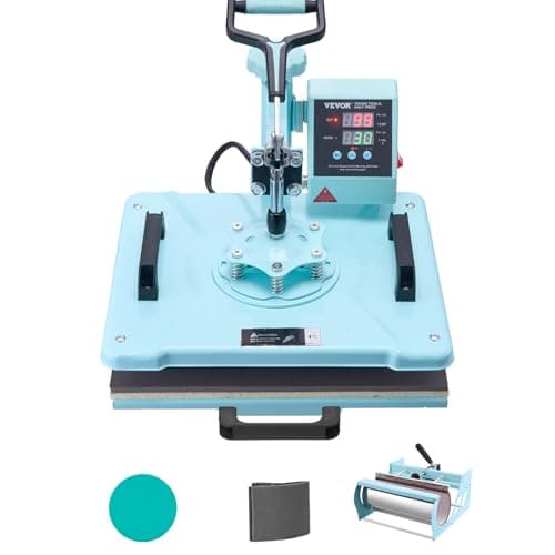 Image of VEVOR Heat Press Machine, 12 x 15 inch, 5 in 1 Heat Transfer Machine with 30 oz Tumbler Press, 360° Swing Away T-Shirt Pressing, Digital Precise Control, for T-Shirts/Mugs/Hats/Plates, Green
