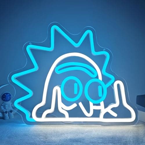 Image of JanHune Anime Neon Sign Rick Neon Lights Signs Dimmable LED Signs for Wall Light Up Signs for Bedroom Man Cave Boys Room Bar Party Christmas Birthday Gifts